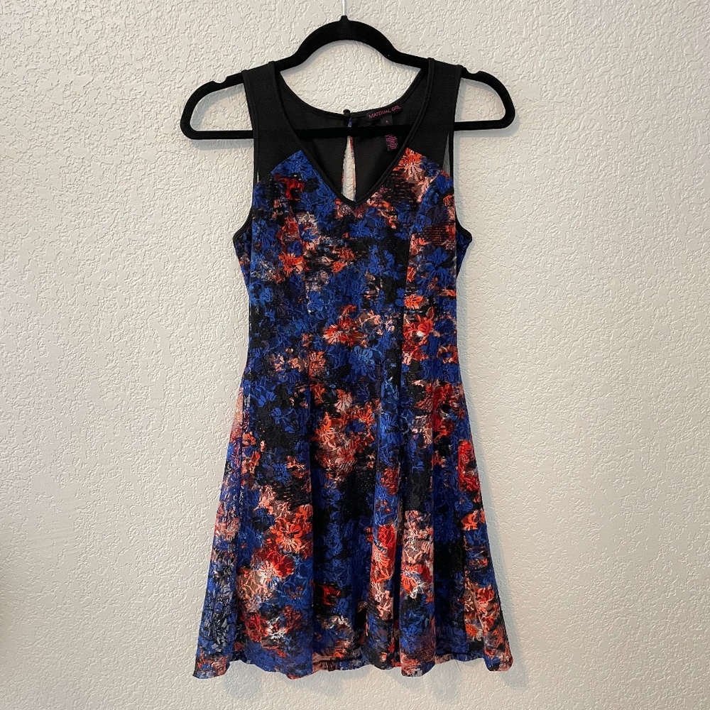 Material Girl Women's Floral Lace Fit & Flare A-line Dress Size S